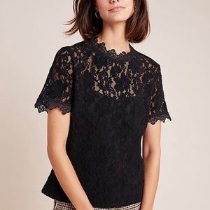 Anthropologie Teresa Mock Neck Lace Top